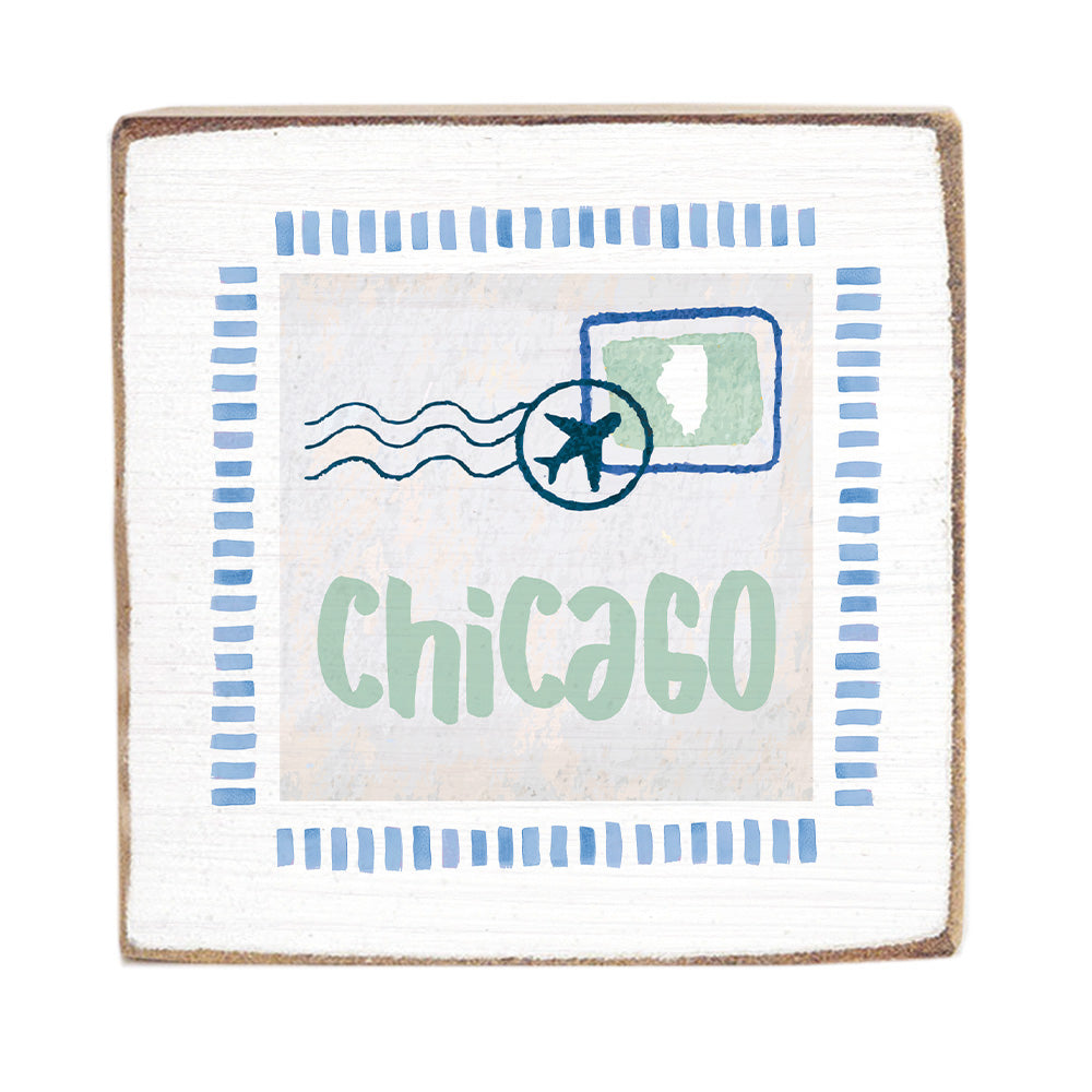 Chicago Postcard Block Sign