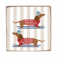 Skiing Dogs Block Sign