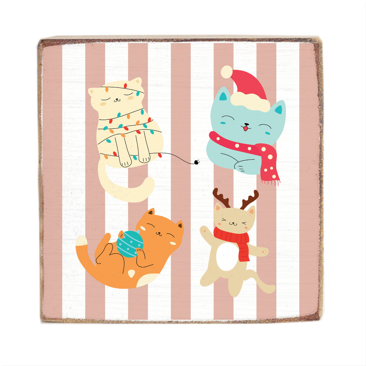 Holiday Cats Block Sign