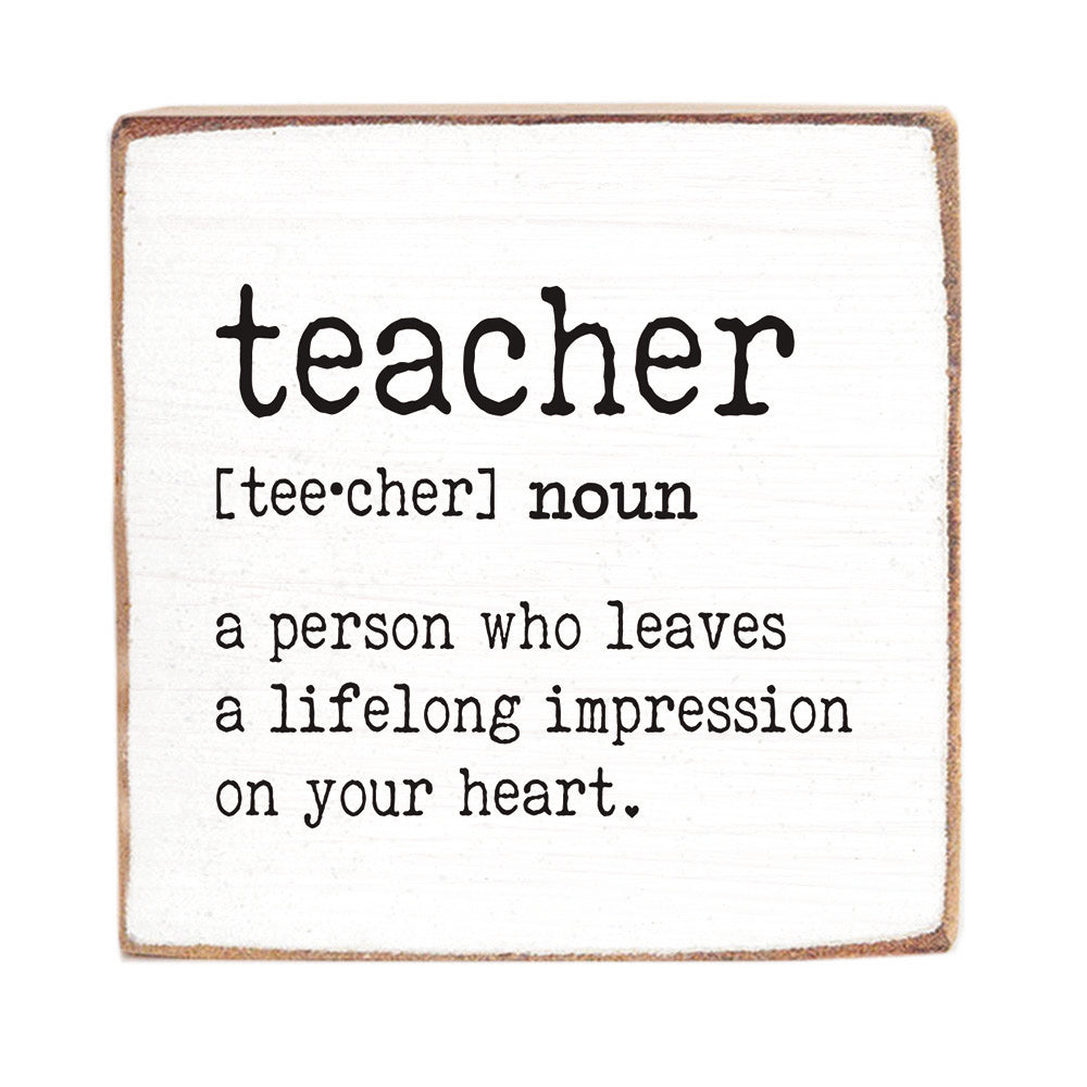 Teacher Definition Square Block Sign