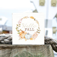 Hello Fall Pumpkin Block Sign