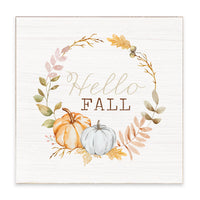 Hello Fall Pumpkin Block Sign