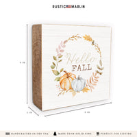 Hello Fall Pumpkin Block Sign