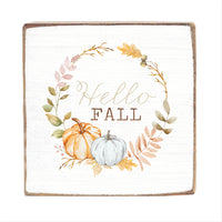 Hello Fall Pumpkin Block Sign