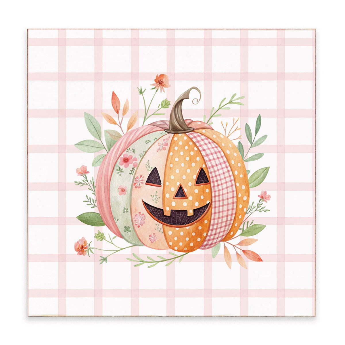 Floral Pumpkin Block Sign