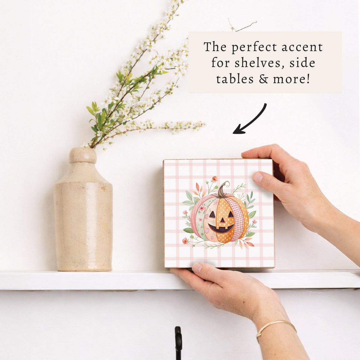 Floral Pumpkin Block Sign