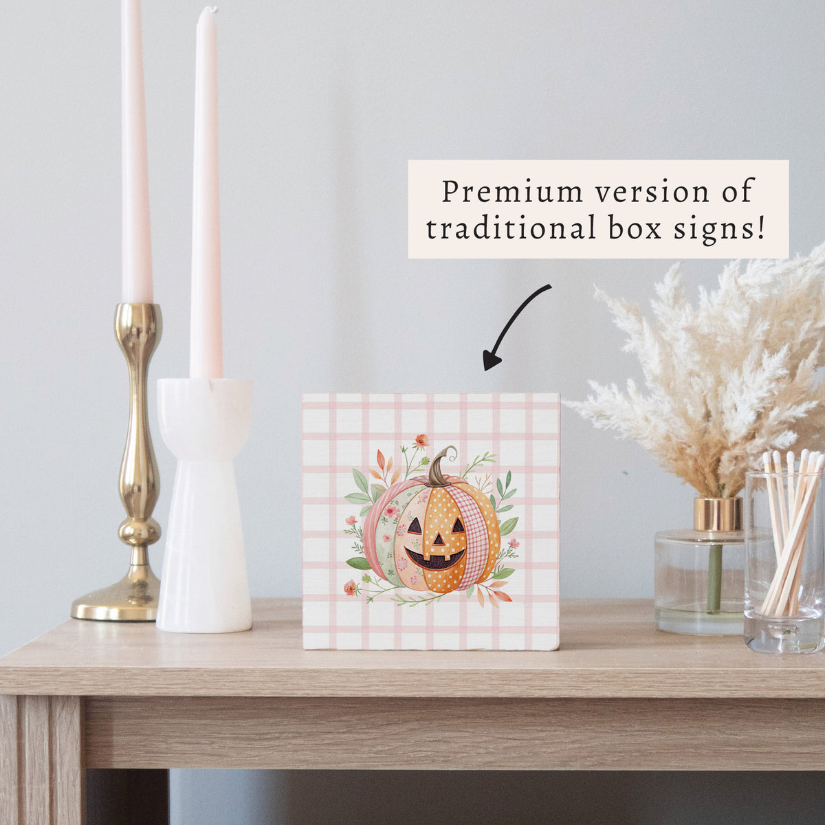 Floral Pumpkin Block Sign