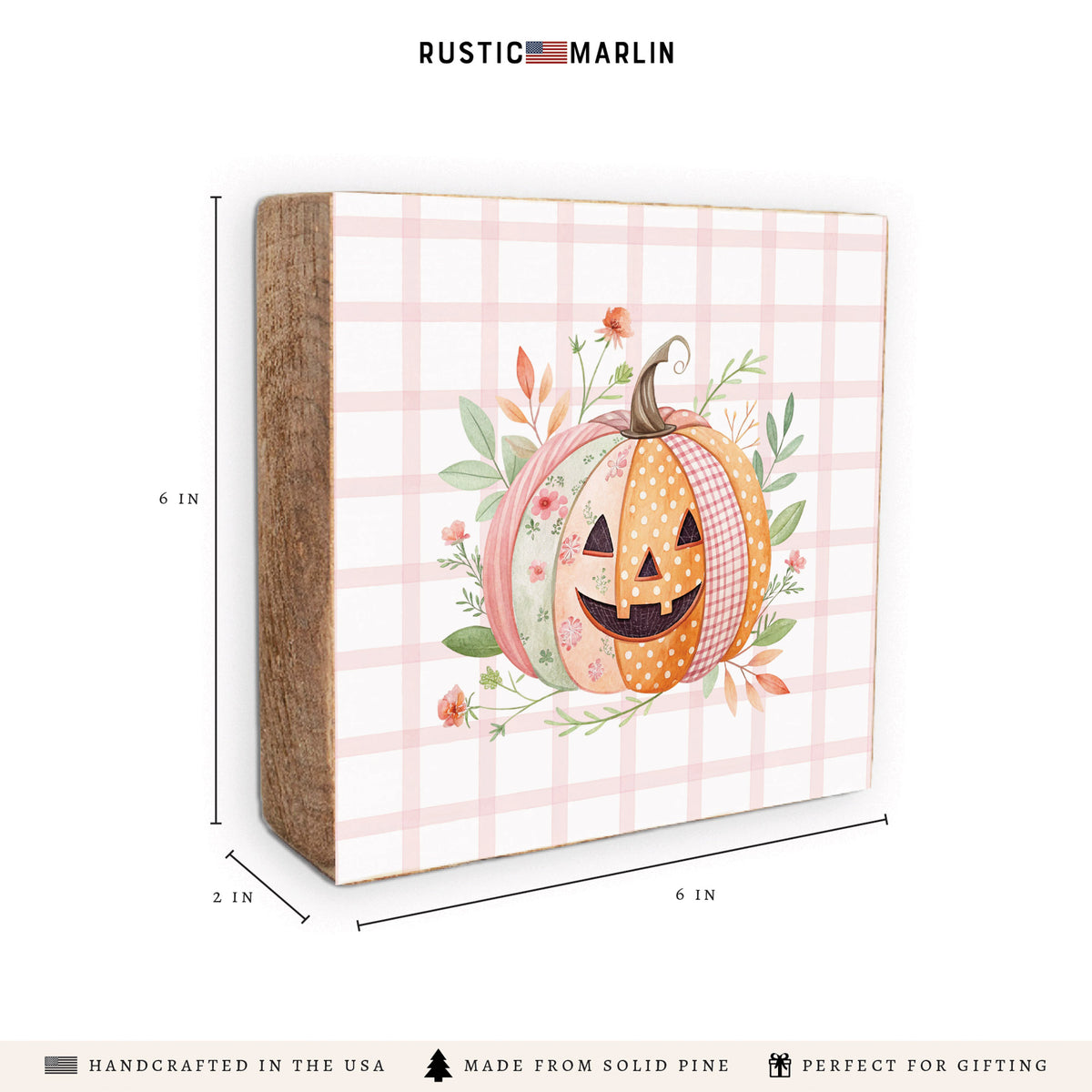 Floral Pumpkin Block Sign