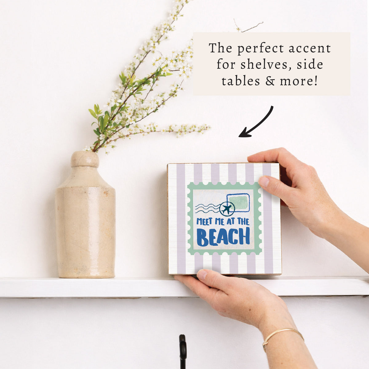 Meet Me At The Beach Stamp Block Sign