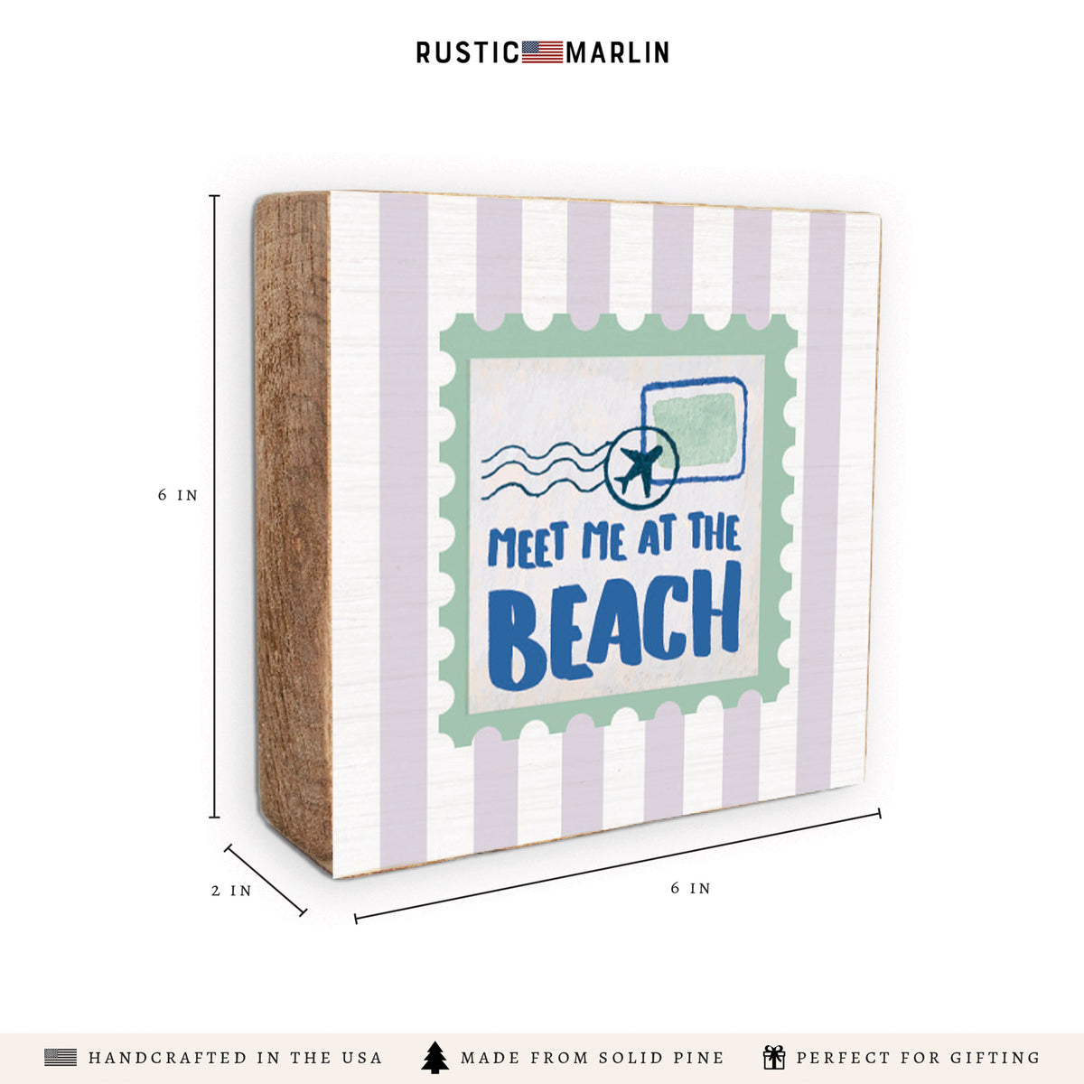 Meet Me At The Beach Stamp Block Sign
