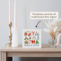 Merry In Boston Icons Block Sign