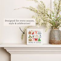 Merry In Boston Icons Block Sign