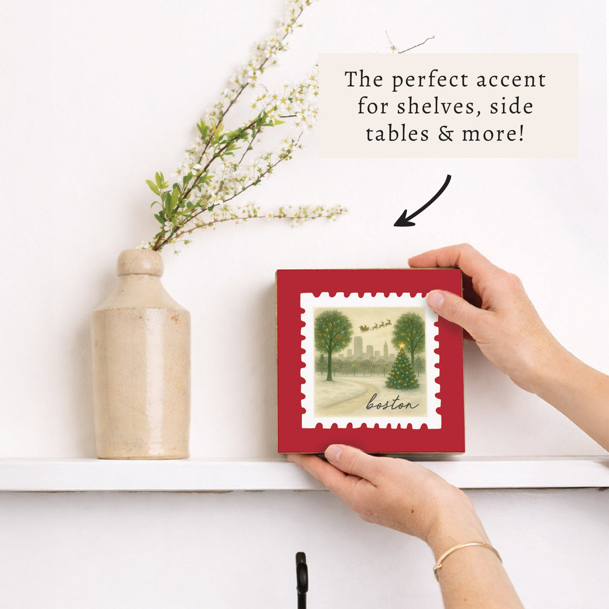 Boston Christmas Stamp Block Sign