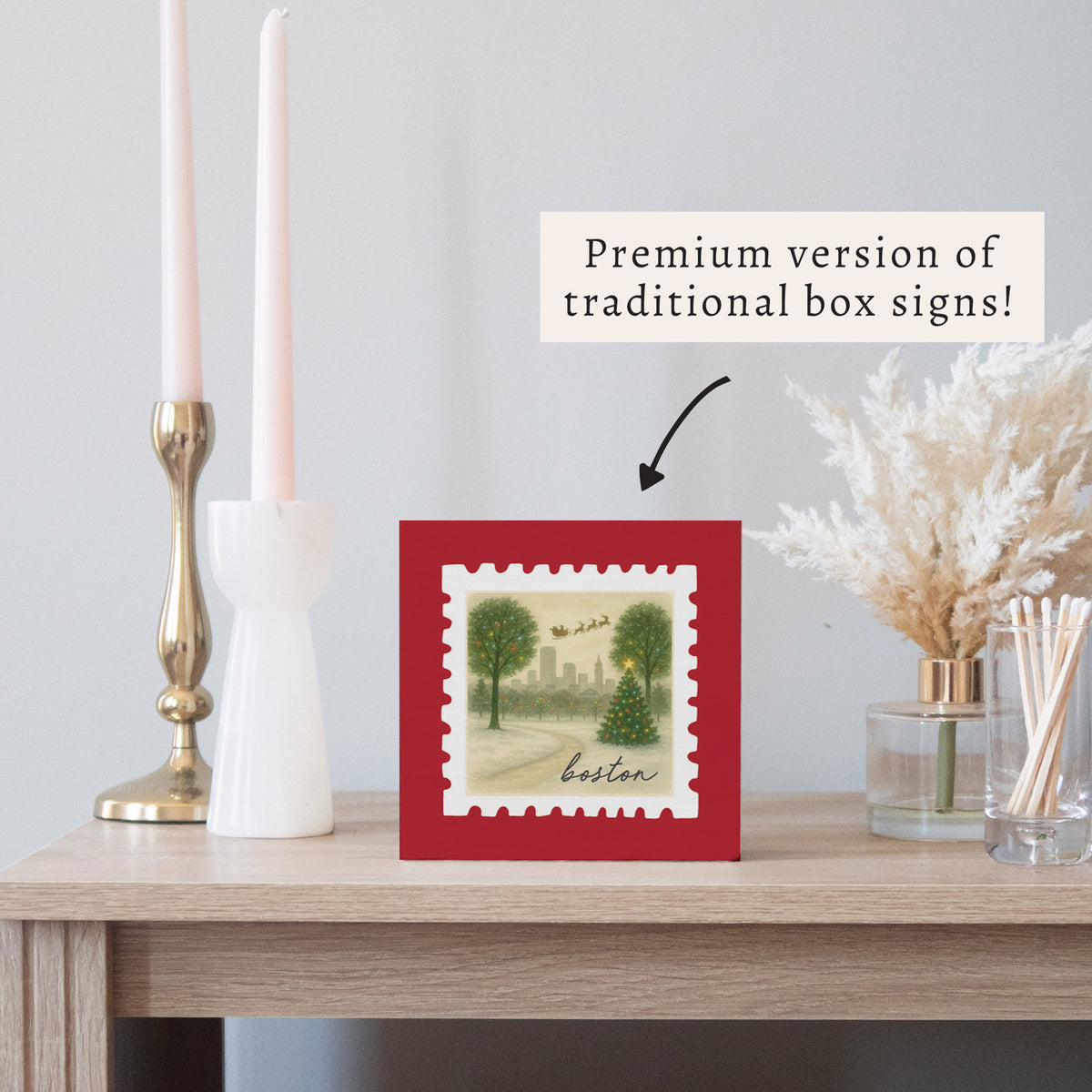 Boston Christmas Stamp Block Sign
