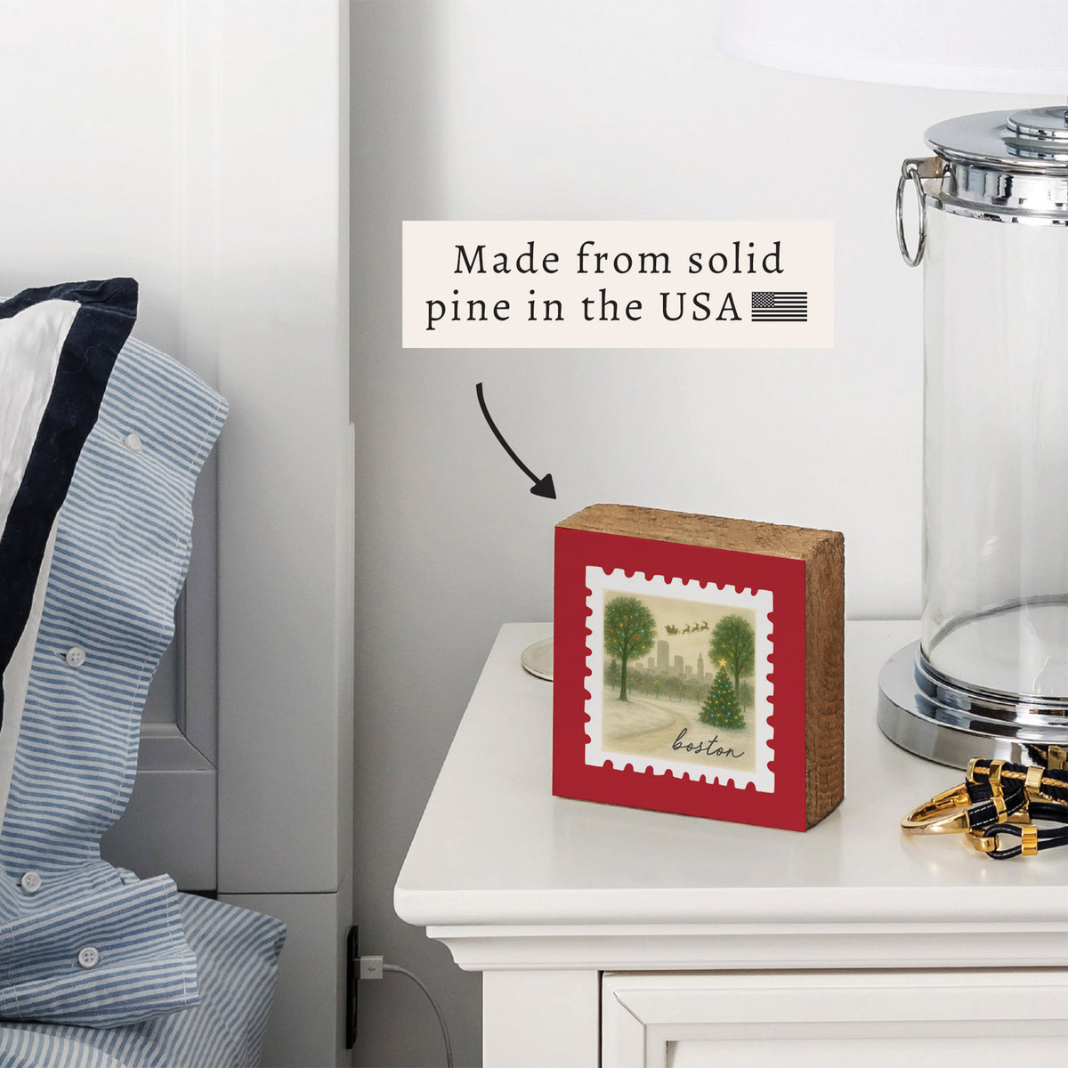 Boston Christmas Stamp Block Sign