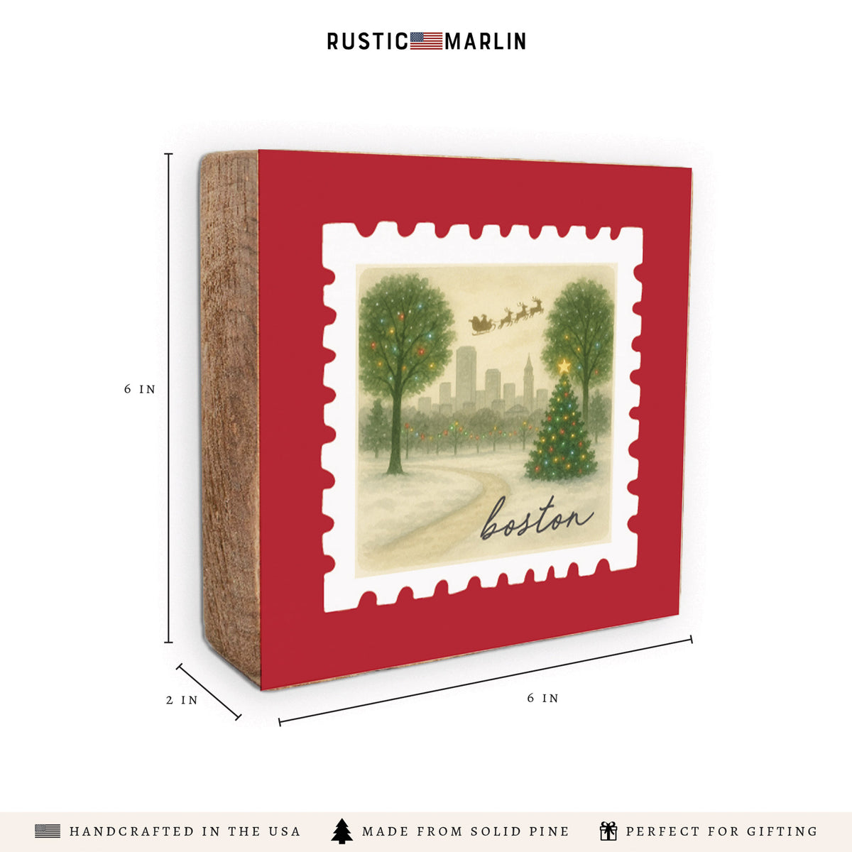 Boston Christmas Stamp Block Sign
