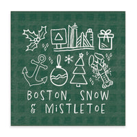 Boston Snow And Mistletoe Block Sign