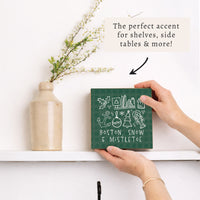 Boston Snow And Mistletoe Block Sign