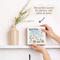 Boston Massachusetts State Icons Block Sign