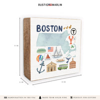 Boston Massachusetts State Icons Block Sign