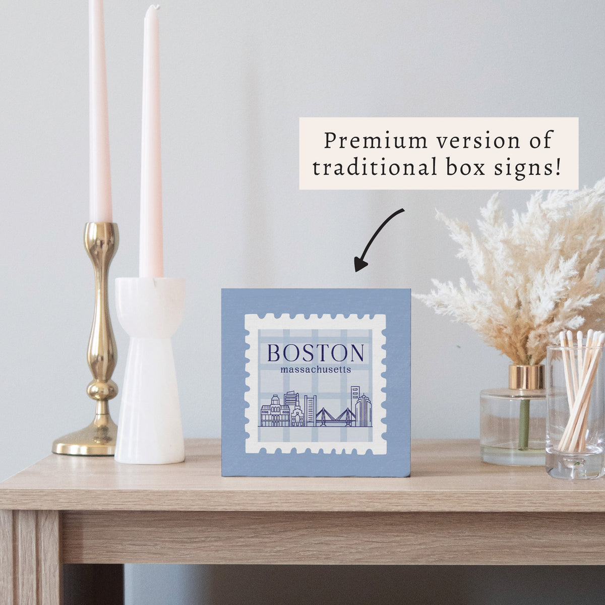 Boston Blue Stamp Block Sign