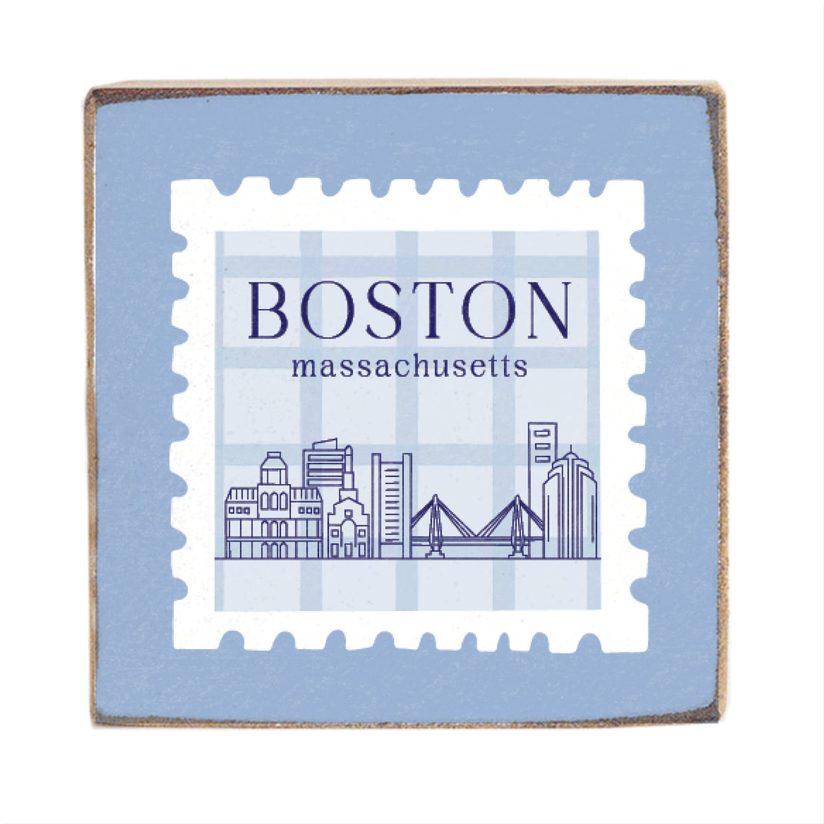 Boston Blue Stamp Block Sign