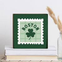 Boston Shamrock Stamp Block Sign