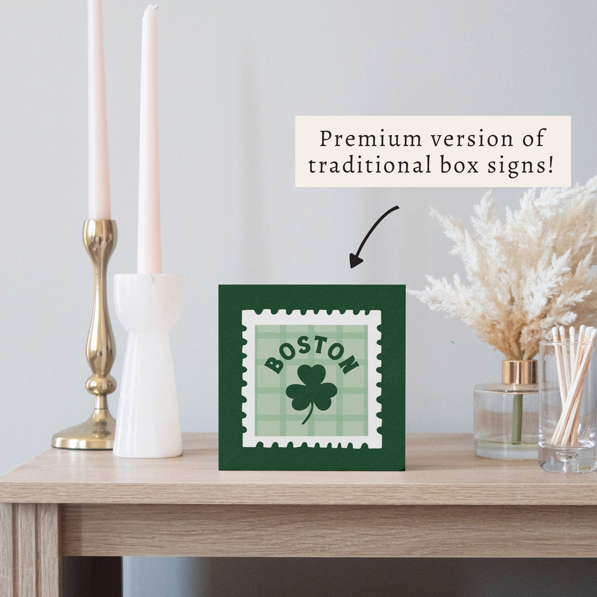 Boston Shamrock Stamp Block Sign