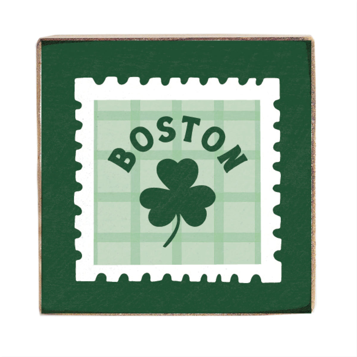 Boston Shamrock Stamp Block Sign