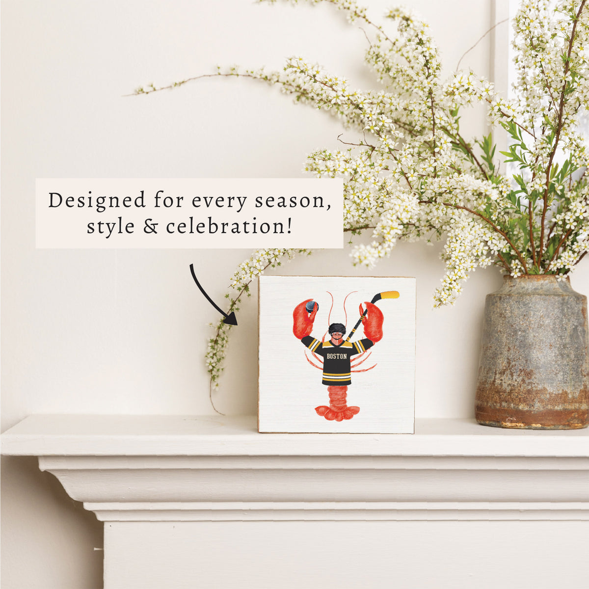 Boston Hockey Lobster Block Sign