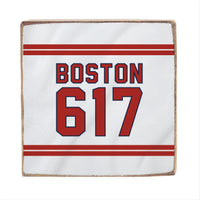 Boston 617 Red White Square Block Sign