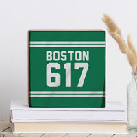 Boston 617 Green White Square Block Sign