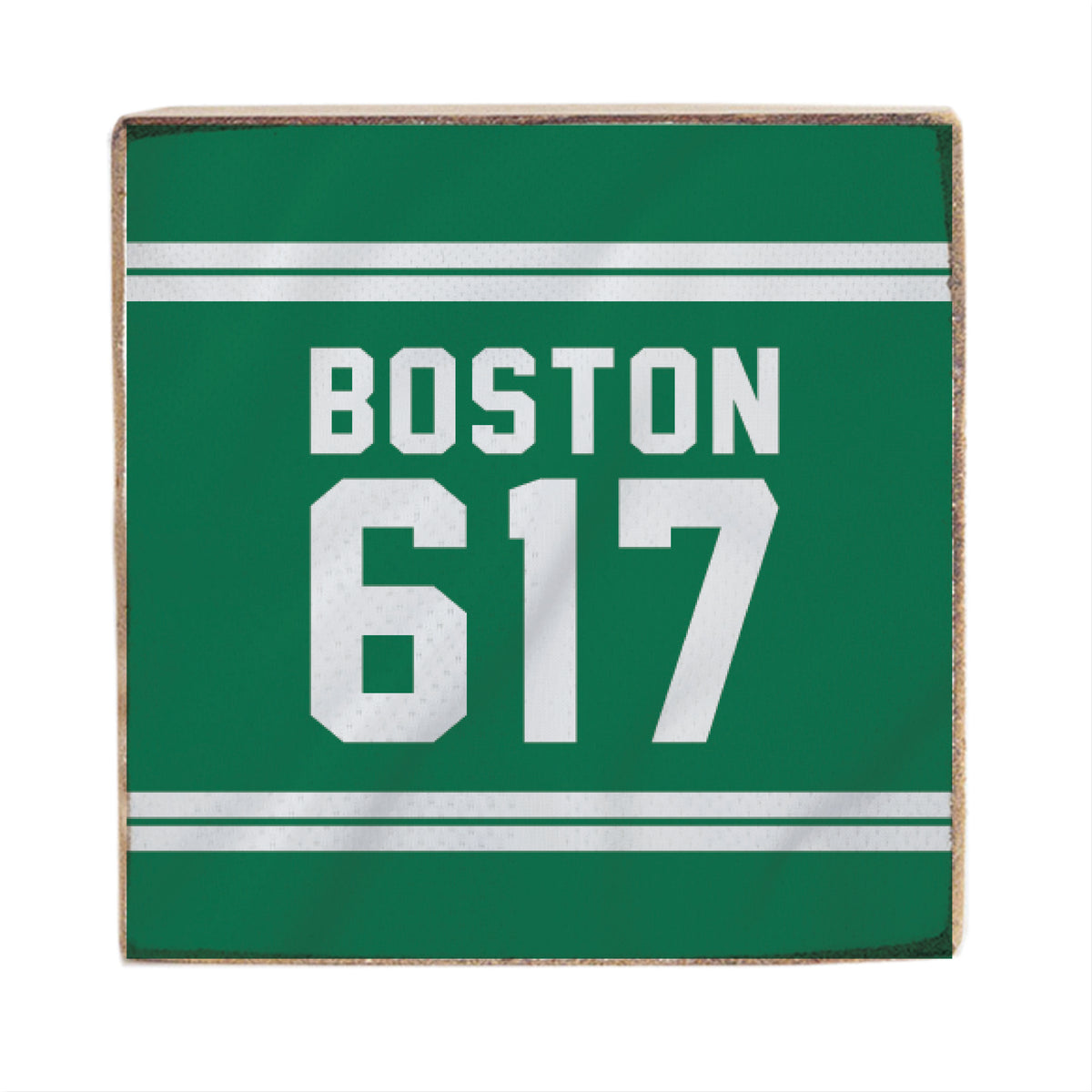 Boston 617 Green White Square Block Sign