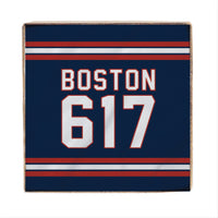 Boston 617 Blue Red Square Block Sign