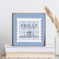 Philly Pennsylvania Blue Stamp Square Block Sign