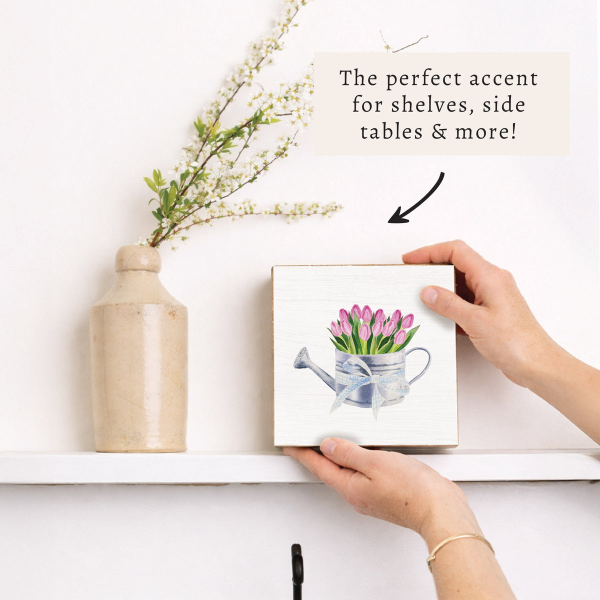 Tulip Watering Can Block Sign