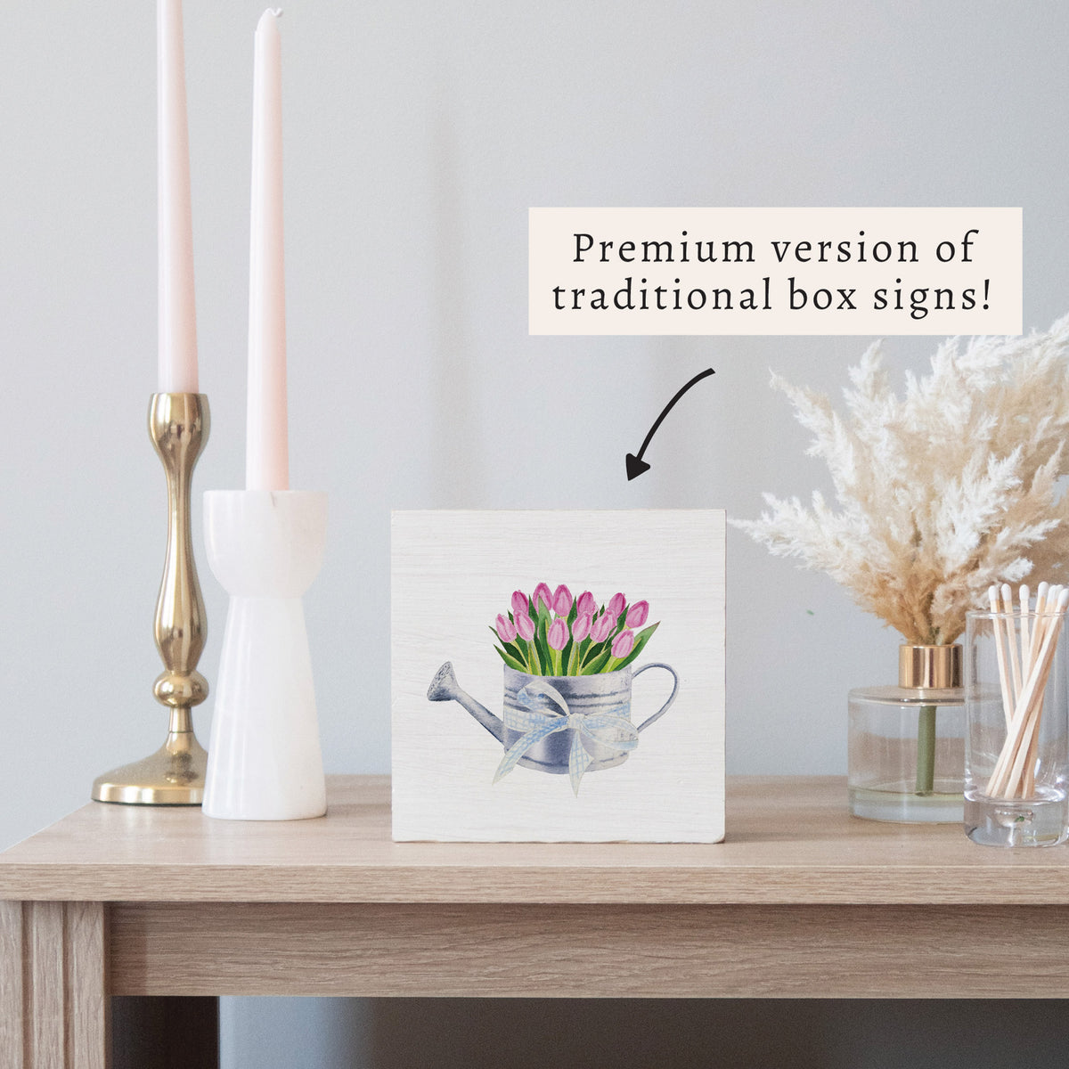 Tulip Watering Can Block Sign