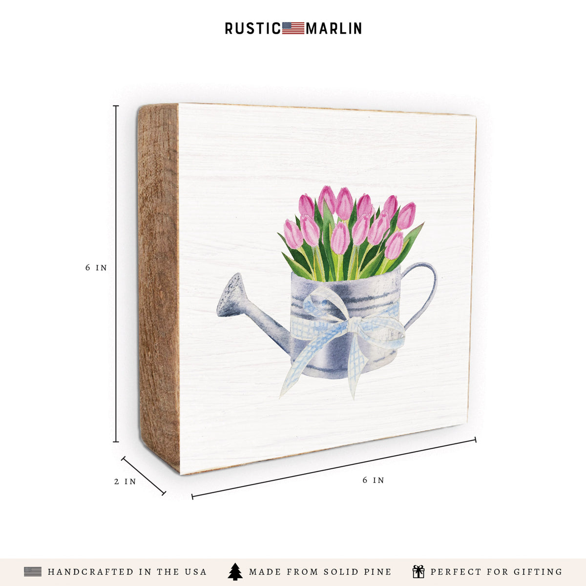 Tulip Watering Can Block Sign