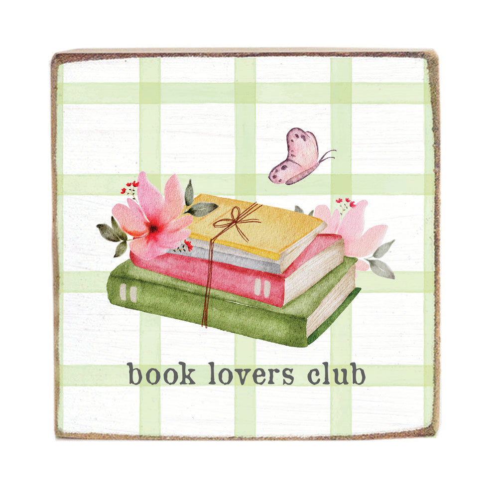 Book Lover Club Block Sign