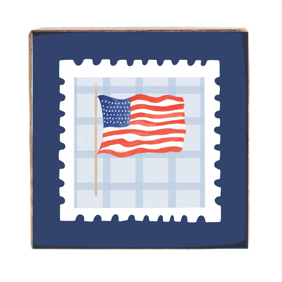 American Flag Stamp Block Sign