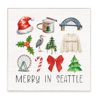 Merry In Seattle Icons Block Sign