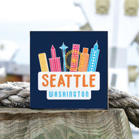 Seattle City in Color Block Sign
