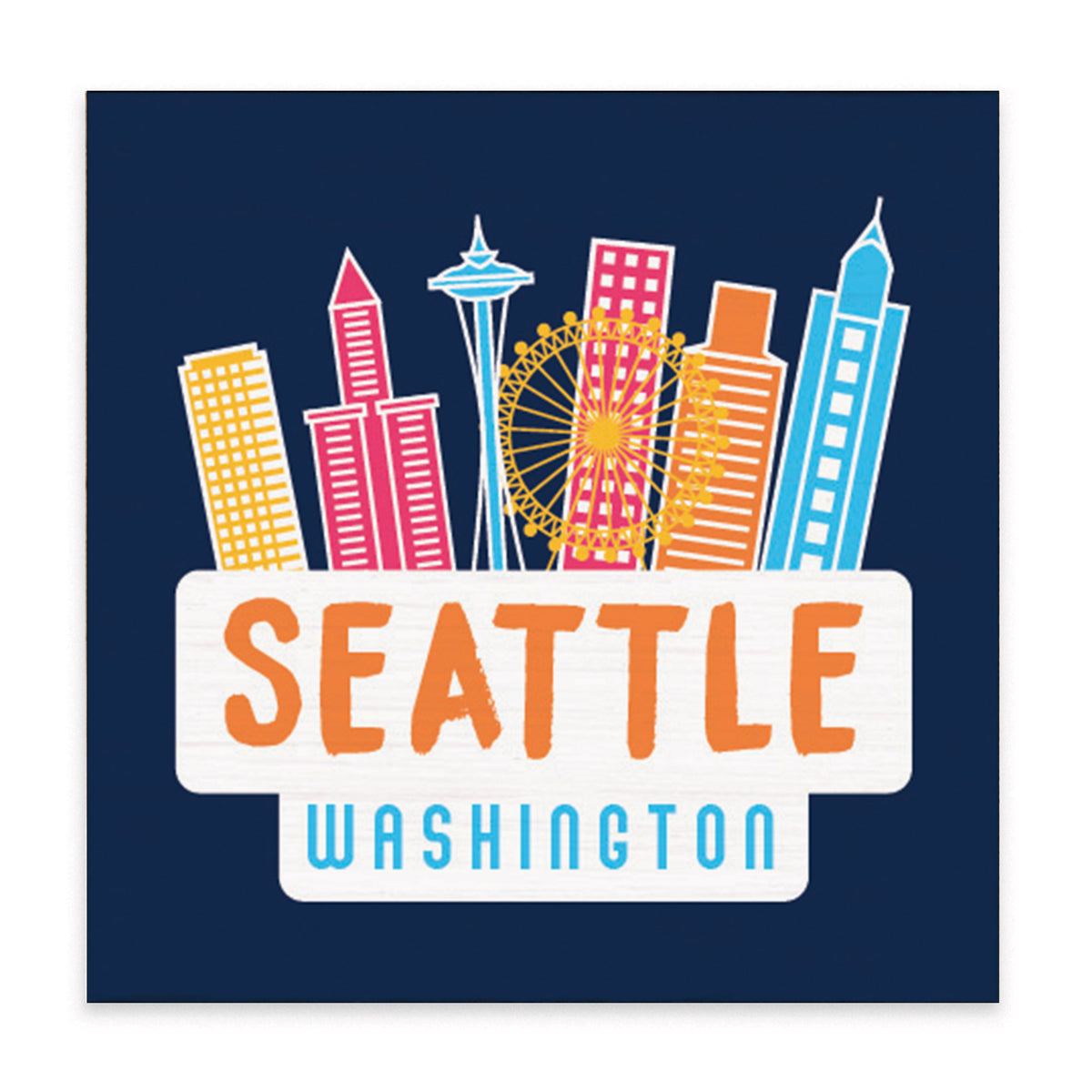 Seattle City in Color Block Sign