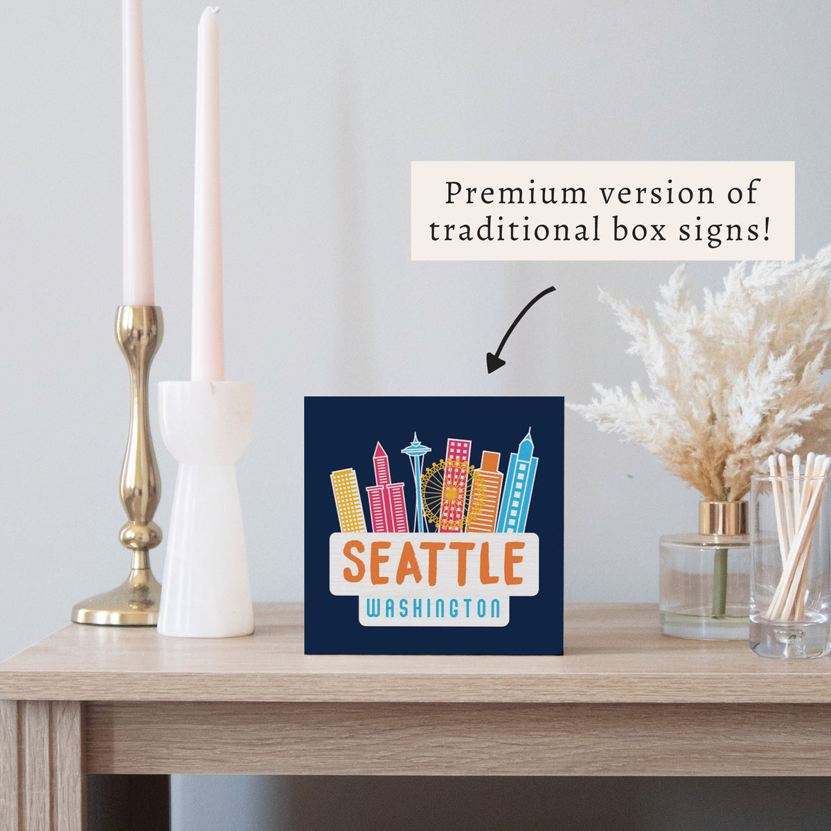 Seattle City in Color Block Sign
