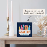 Seattle City in Color Block Sign