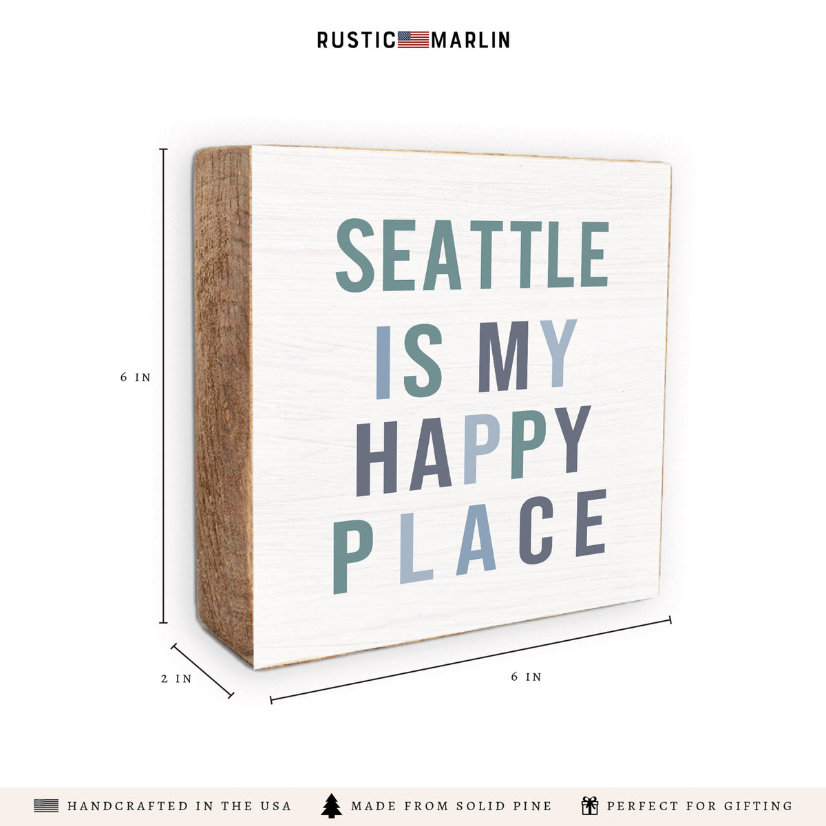Seattle Happy Place Block Sign