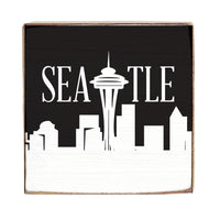Seattle City Outline Block Square Sign