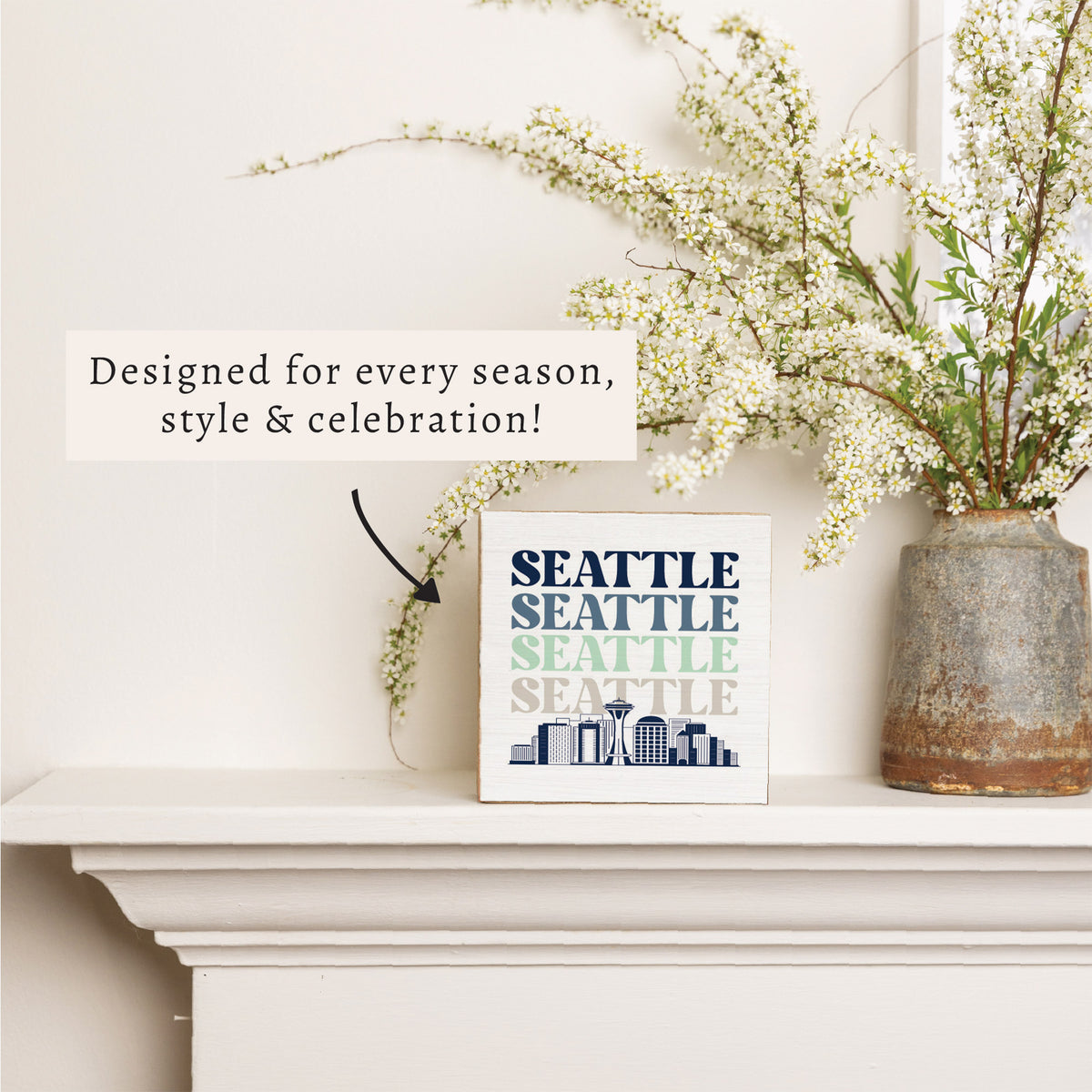 Seattle Line Art City Block Sign