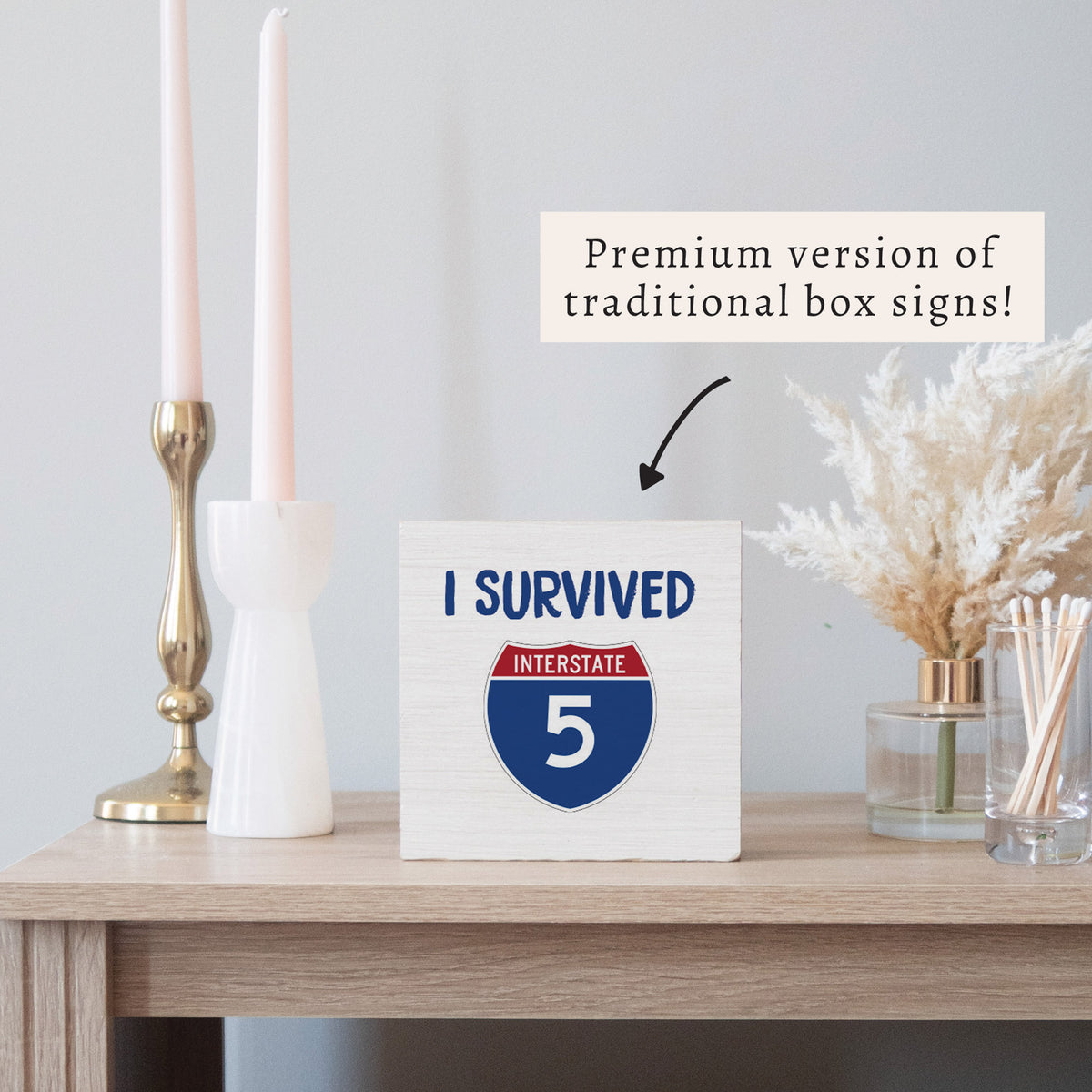 I Survived Interstate 5 Block Sign
