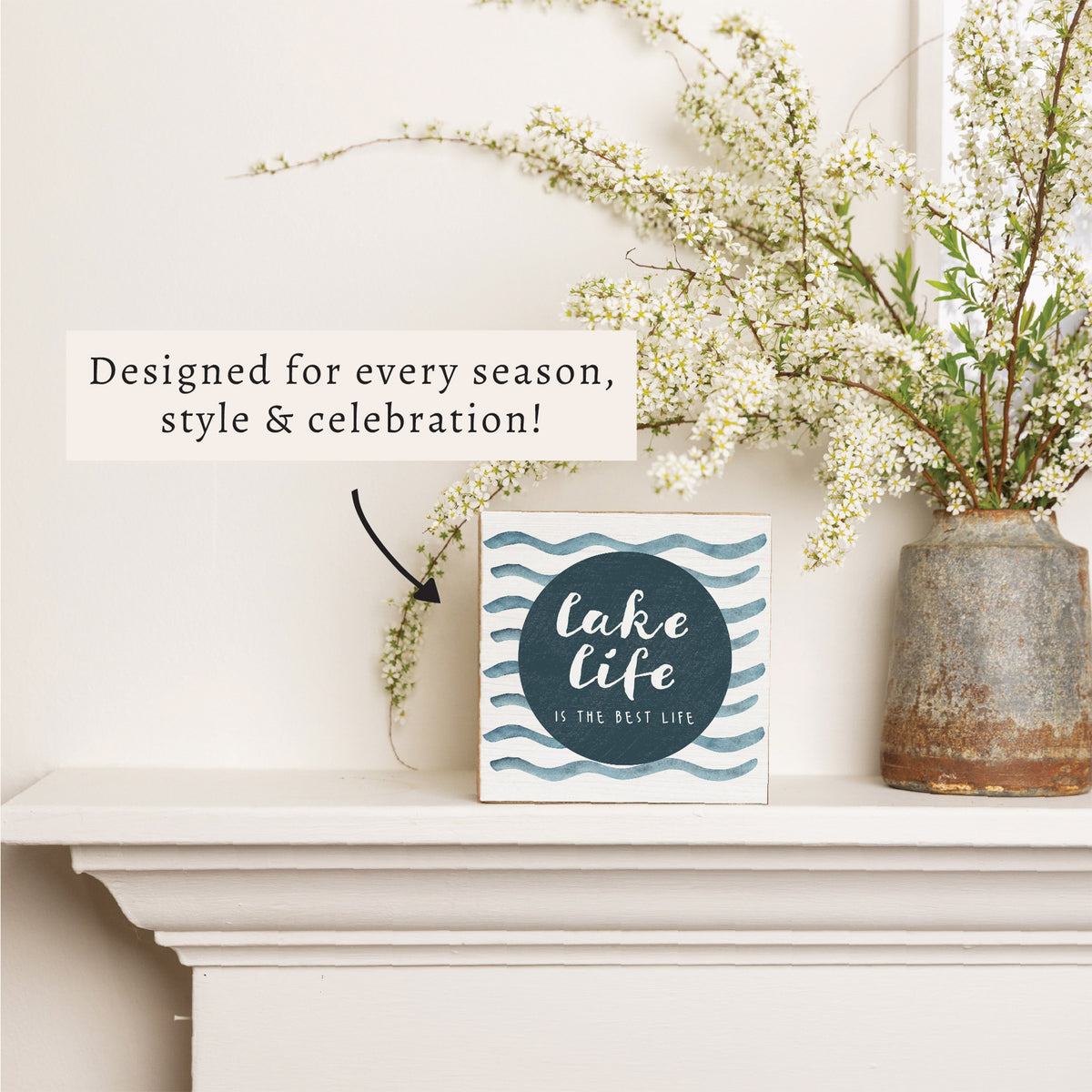 Lake Life Is The Best Life Square Block Sign